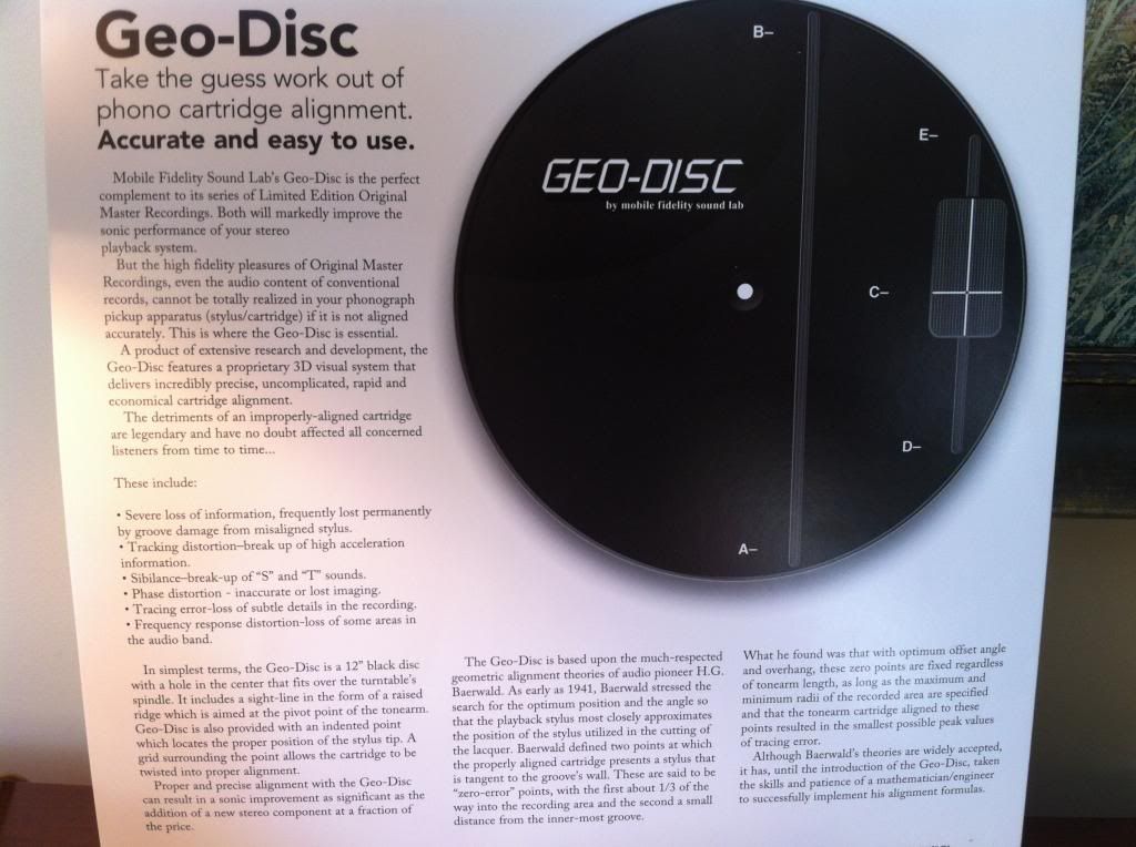 GEODISC (cartridge alignment tool) from Mobile Fidelity Sound Lab, Inc